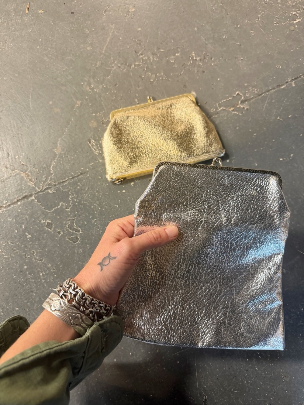 Vintage Metallic Silver and Gold Clutch Set